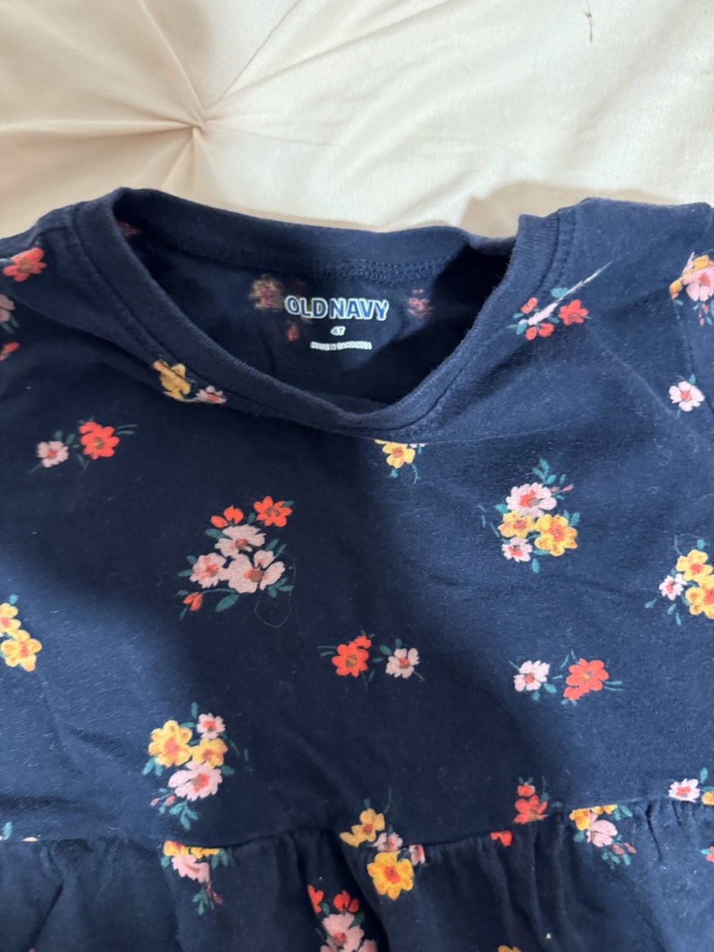 Old Navy Navy Floral Babydoll Top
